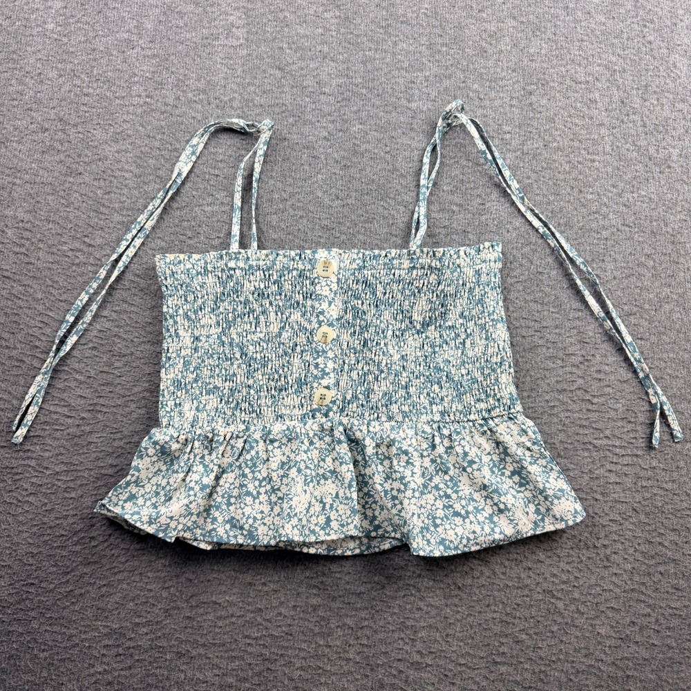 Paper Crane Blue Floral Smocked Camisole